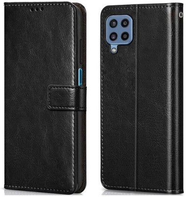 AKSP Flip Cover for Samsung Galaxy M32 (4G) Leather Finish(Black, Magnetic Case, Pack of: 1)