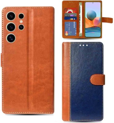 Kalua Mall Flip Cover for Samsung S24 Ultra 5G flip case | Samsung SM-S928BZTCINS flip case | Blue, Brown(Blue, Magnetic Case, Pack of: 1)