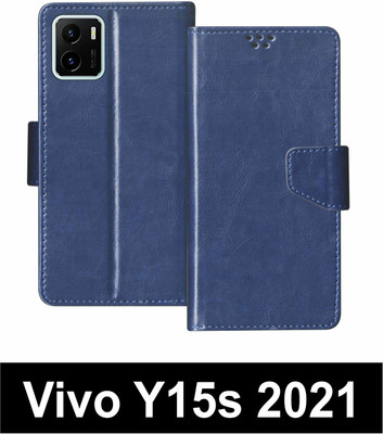 korumacase Flip Cover for Vivo Y15s 2021(Blue, Shock Proof, Pack of: 1)