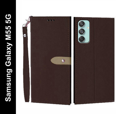 Wynhard Flip Cover for Samsung Galaxy M55 5G, Samsung Galaxy M55s 5G(Brown, Grip Case, Pack of: 1)