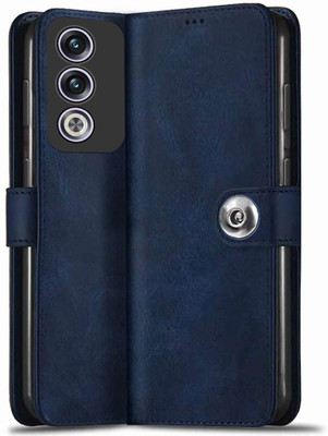 SESS XUSIVE Flip Cover for Oppo A3 Pro 5G Designer Button Magnet Closure - Button Blue(Multicolor, Dual Protection)