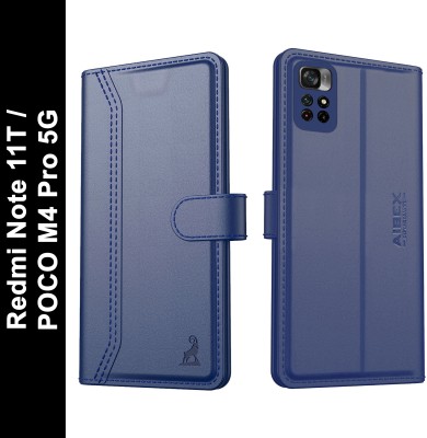 AIBEX Flip Cover for Xiaomi Redmi Note 11T / Poco M4 Pro 5G|Vegan PU Leather |Foldable Stand & Pocket(Blue, Cases with Holder, Pack of: 1)