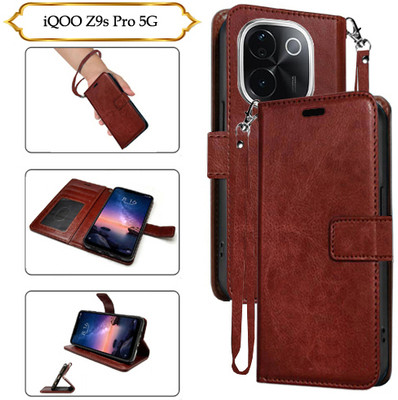 Asmart Flip Cover for iQOO Z9s Pro 5G(Brown, Pack of: 1)