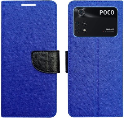 Dhar Flips Flip Cover for POCO X4 Pro 5G(Blue, Magnetic Case, Pack of: 1)