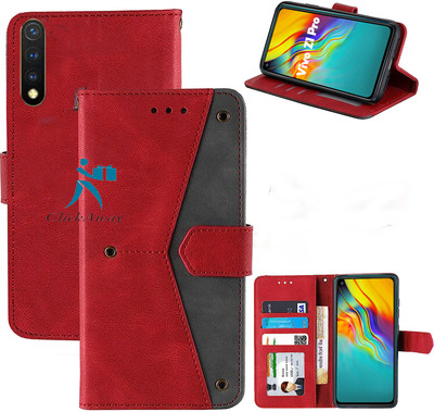 XSHIELD Flip Cover for Vivo Z1 Pro (Wallet Case)-Genuine Leather- Card Holders-Shockproof Back Cover(Red, Dual Protection, Pack of: 1)