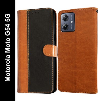 Casotec Flip Cover for Motorola Moto G54 5G(Black, Pack of: 1)
