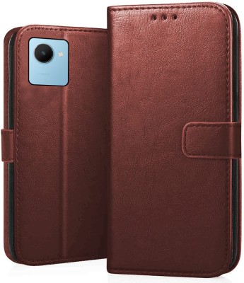 Urban Tech Flip Cover for Realme C30s | Leather Finish | Inside TPU with Card Pockets | Back Cover |(Brown, Shock Proof, Pack of: 1)