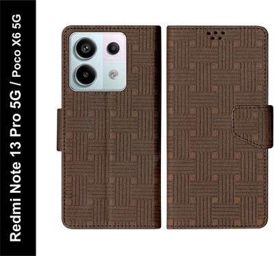 SBMS Flip Cover for REDMI Note 13 Pro 5G / Poco X6 5G(Brown, Shock Proof, Pack of: 1)
