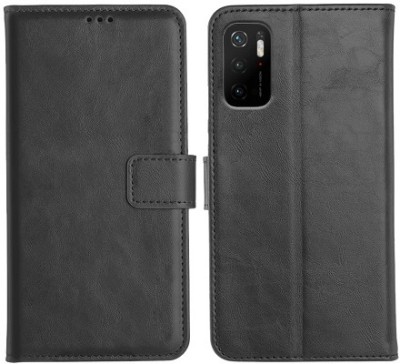 AKSP Flip Cover for Poco M3 Pro (5G) Genuine Leather Finish(Black, Dual Protection, Pack of: 1)
