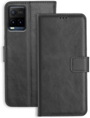 AKSP Flip Cover for Vivo Y21T 5G Leather Finish and Card Pockets(Black, Magnetic Case, Pack of: 1)