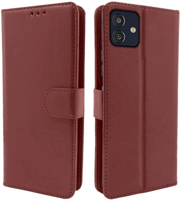 Coverphone Flip Cover for Samsung Galaxy M13 5G leather flip (Brown, Shock Proof, Pack of: 1)(Brown, Cases with Holder)