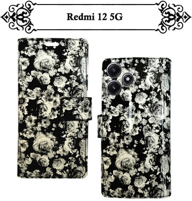 Asmart Flip Cover for Redmi 12 5G(Black, Pack of: 1)