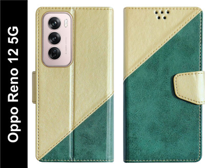 SBMS Flip Cover for Oppo Reno 12 5G / Reno 12 5G Back Cover Case with Magnatic Closure(Green, Shock Proof, Pack of: 1)
