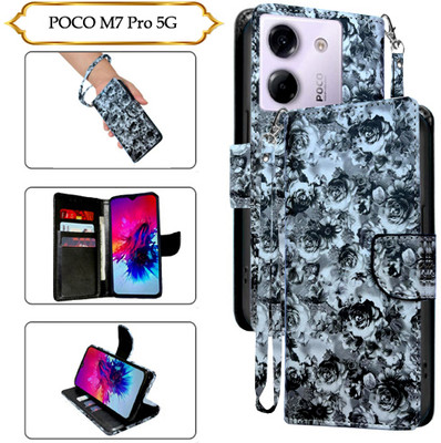 SALGO Flip Cover for POCO M7 Pro 5G(Black, Pack of: 1)