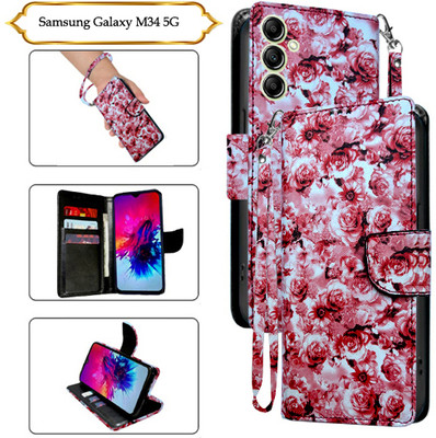 PARGO Flip Cover for Samsung Galaxy M34 5G(Red, Pack of: 1)