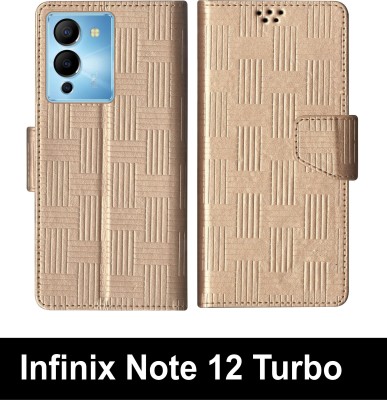 Telecase Flip Cover for Infinix Note 12 TURBO(Gold, Shock Proof, Pack of: 1)