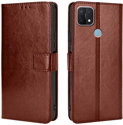 AFEKSO Flip Cover for Oppo A15(Brown, Magnetic Case, Pack of: 1)