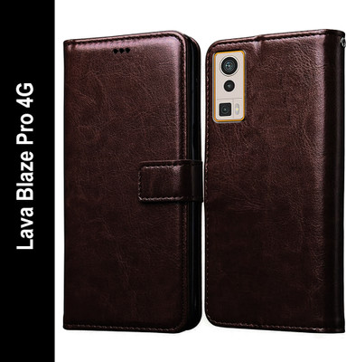 Casotec Flip Cover for Lava Blaze Pro 4G(Brown, Pack of: 1)