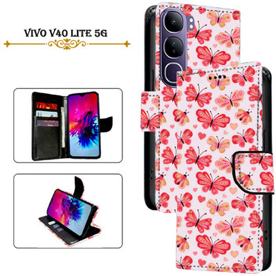 Cutemart Flip Cover for Vivo V40 Lite 5G(Red, Pack of: 1)