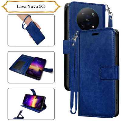 Asmart Flip Cover for Lava Yuva 5G(Blue, Pack of: 1)