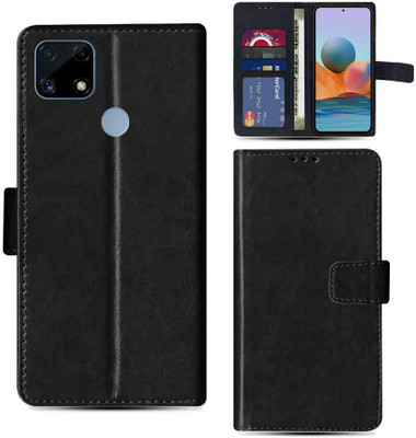 Kalua Mall Flip Cover for Realme C25 pouch cover | Realme RMX3193 pouch cover | Black(Black, Magnetic Case, Pack of: 1)