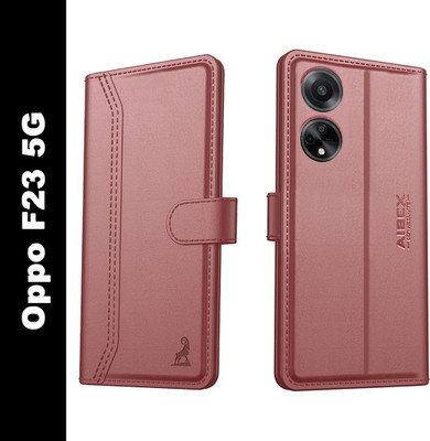AIBEX Flip Cover for Oppo F23 5G| Premium Leather Finish | Magnetic Closure | Kickstand Feature | Shockproof(Brown, Magnetic Case, Pack of: 1)