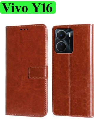 Wynhard Flip Cover for Vivo Y16, Vivo Y56 5G(Brown, Grip Case, Pack of: 1)