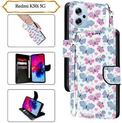 Asmart Flip Cover for Redmi K50i 5G(White, Pack of: 1)