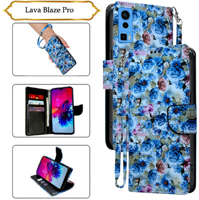 Asmart Flip Cover for Lava Blaze Pro(Blue, Pack of: 1)