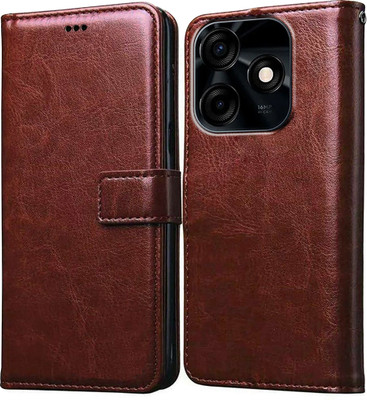 Casotec Flip Cover for Tecno Spark 10C 4G(Brown, Pack of: 1)