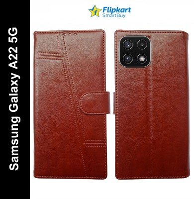 Flipkart SmartBuy Flip Cover for Samsung Galaxy A22 5G(Brown, Grip Case, Pack of: 1)