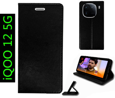 Toklot Flip Cover for iQOO 12 5G(Black, Pack of: 1)