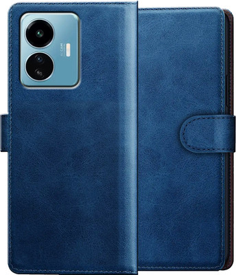 Xester Flip Cover for IQOO Z6 LITE 5G |Vegan PU Leather |Foldable Stand & Pocket |Magnetic Closure(Blue, Dual Protection, Pack of: 1)