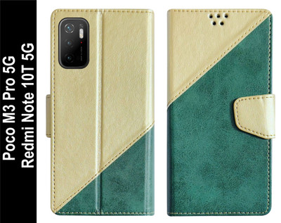 SBMS Flip Cover for Poco M3 Pro 5G / Redmi Note 10T 5G Back Cover Case with Magnatic Closure(Green, Shock Proof, Pack of: 1)