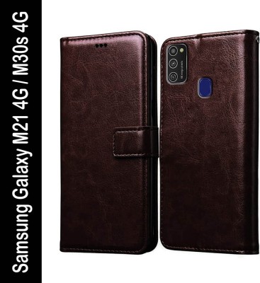 Casotec Flip Cover for Samsung Galaxy M21, Samsung Galaxy M30s(Brown, Pack of: 1)