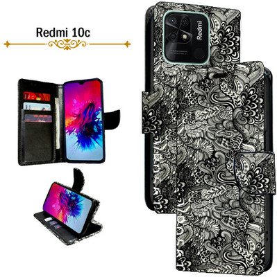 Asmart Flip Cover for Redmi 10c(Black, Pack of: 1)