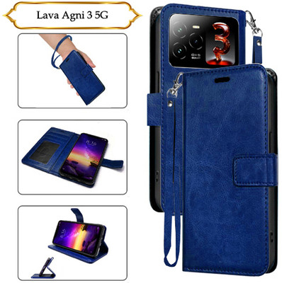 PARGO Flip Cover for Lava Agni 3 5G(Blue, Pack of: 1)