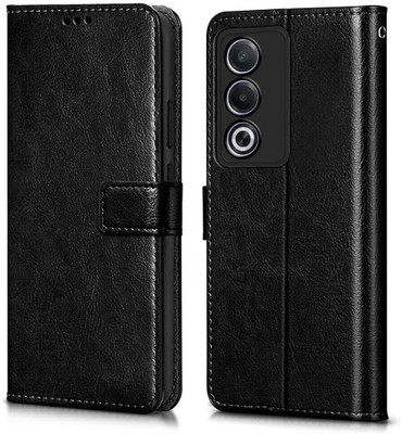 WOW Imagine Flip Cover for Oppo A3 Pro 5G | Oppo K12x 5G Card Pockets Wallet & Stand(Black, Magnetic Case, Pack of: 1)