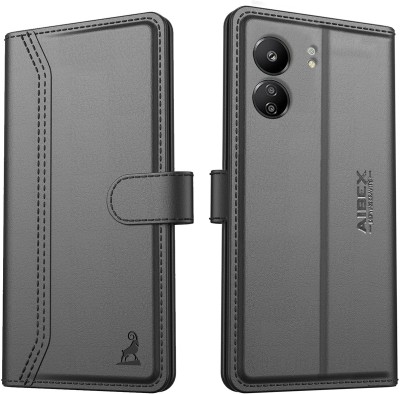 AIBEX Flip Cover for Xiaomi Redmi 13C / Poco C65|Vegan PU Leather |Foldable Stand & Pocket(Black, Cases with Holder, Pack of: 1)