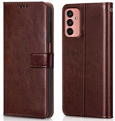 ASLIVE Flip Cover for Samsung Galaxy A04s Leather Magnetic Flip Cover Brown color Pack Of 1(Brown)