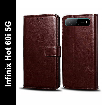 Cockcrow Flip Cover for Infinix Hot 60i 5G(Brown, Shock Proof, Pack of: 1)