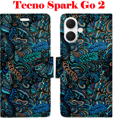 Realgo Flip Cover for Tecno Spark Go 2(Blue, Pack of: 1)