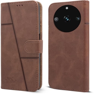 spaziogold Flip Cover for Realme Narzo 60 Pro(Premium Leather Material | Built-in Stand | Card Slots and Wallet)(Brown, Dual Protection, Pack of: 1)