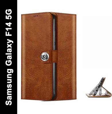 Aarov Flip Cover for SAMSUNG Galaxy F14 5G(Brown, Dual Protection, Pack of: 1)