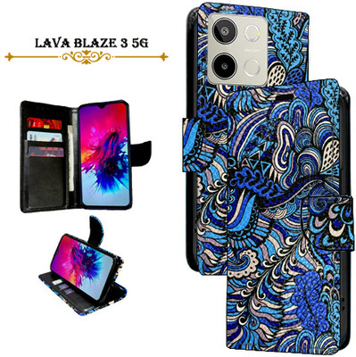 SALGO Flip Cover for Lava Blaze 3 5G(Blue, Pack of: 1)
