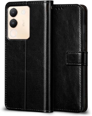 YoZoo Flip Cover for Vivo Y200 5G|PU Artificial Leather Finish | 360 Protection | Wallet & Stand(Black, Dual Protection, Pack of: 1)