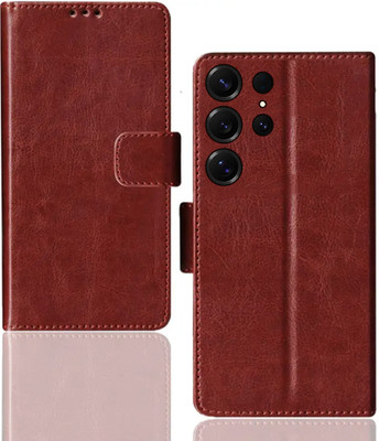 Kalua Mall Flip Cover for Samsung S25 Ultra 5G | SM-S938BZSBINS pouch cover | Inside Card Slot | Brown(Brown, Magnetic Case, Silicon, Pack of: 1)
