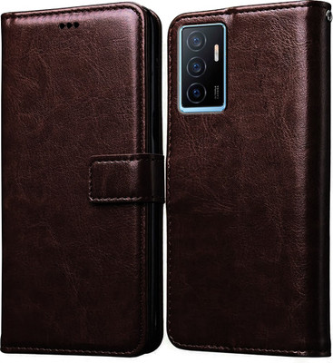 Casotec Flip Cover for Vivo Y75 4G(Brown, Pack of: 1)