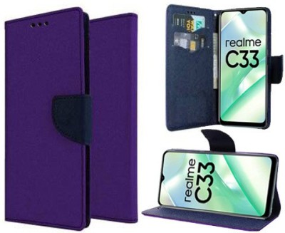 Xtrafit Flip Cover for Realme C33, Realme C33 2023(Purple, Magnetic Case, Pack of: 1)