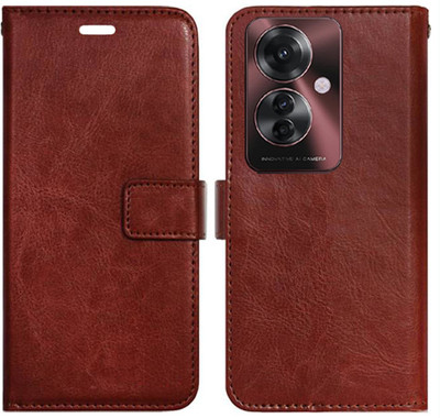 Toklot Flip Cover for Oppo F25 Pro 5G(Brown, Pack of: 1)